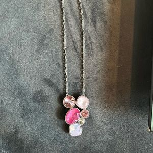 Touchstone crystal pink stone necklace